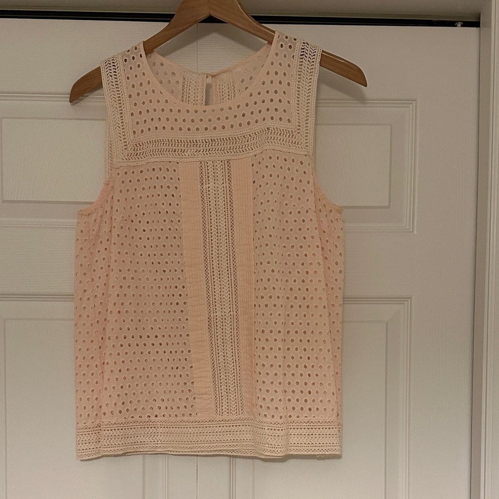 Sleeveless Eyelet Lace Top - Pink /  Peach